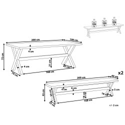 Zestaw ogrodowy z ławkami dla 6 osób OLBIA Beton Szary