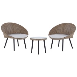 Zestaw mebli balkonowych z poduszkami ORTIGIA Technorattan Jasnobeżowy Beżowy