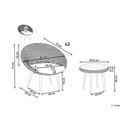 Zestaw mebli balkonowych z poduszkami ORTIGIA Technorattan Jasnobeżowy Beżowy