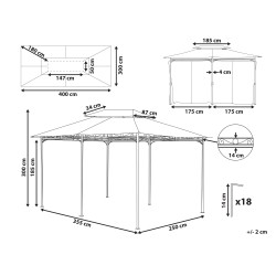 Pawilon ogrodowy COLOS Metal 400 cm 300 cm Beżowy
