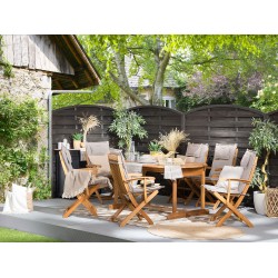 Zestaw ogrodowy dla 8 osób MAUI z poduszkami Drewno akacjowe Beżowoszary
