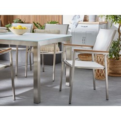 Zestaw ogrodowy dla 6 osób GROSSETO Blat dzielony Granit Polerowany Szary/ biały