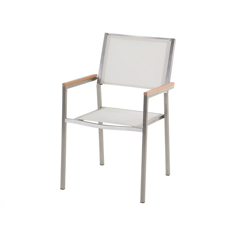 Zestaw ogrodowy dla 6 osób GROSSETO Blat dzielony Granit Polerowany Szary/ biały