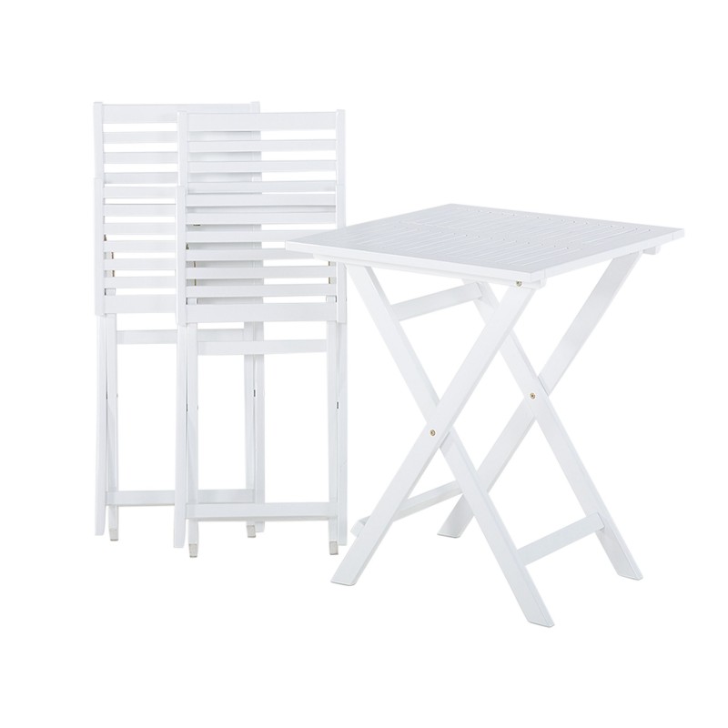 Zestaw mebli balkonowych z poduszkami Składane FIJI Drewno Biały