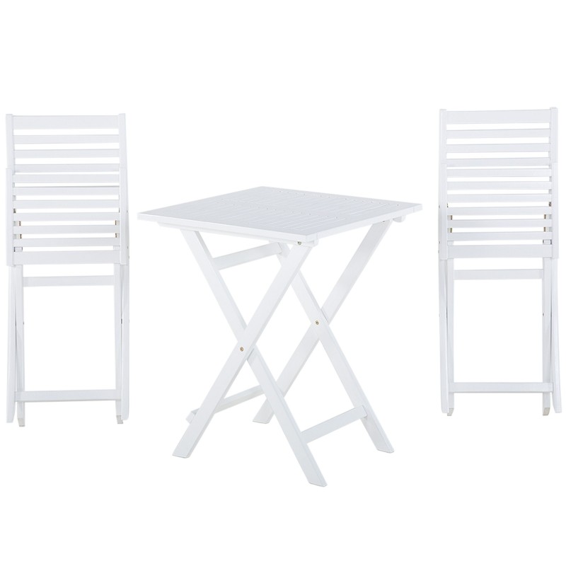 Zestaw mebli balkonowych z poduszkami Składane FIJI Drewno Biały