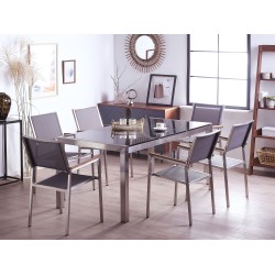 Zestaw ogrodowy dla 6 osób GROSSETO Blat dzielony Granit Polerowany Szary/ czarny