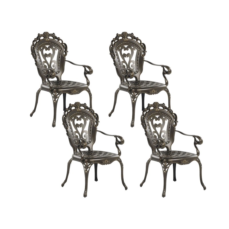 Zestaw ogrodowy dla 4 osób SAPRI z parasolem (16 opcji do wyboru) Metal Ciemnobrązowy