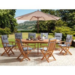 Zestaw ogrodowy dla 8 osób MAUI II z parasolem Drewno akacjowe Szary