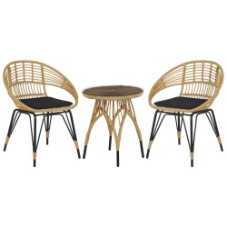 Zestaw mebli balkonowych z poduszkami PELLARO Technorattan Czarny