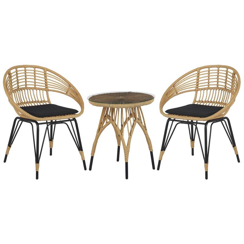 Zestaw mebli balkonowych z poduszkami PELLARO Technorattan Czarny