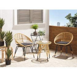 Zestaw mebli balkonowych z poduszkami PELLARO Technorattan Czarny