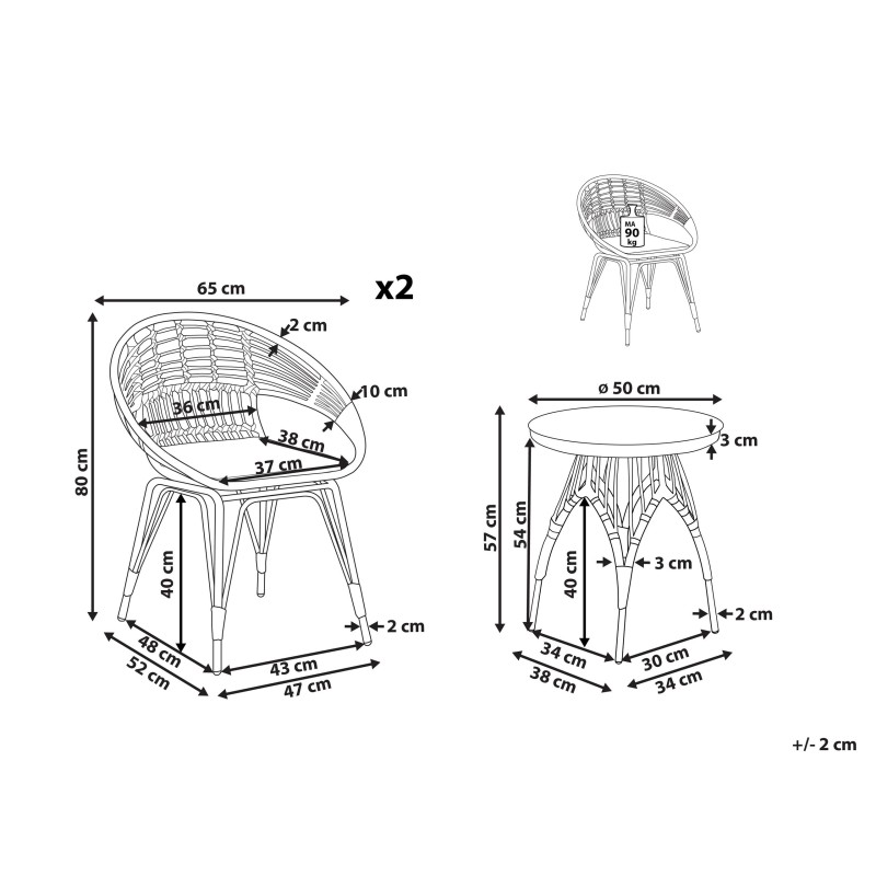 Zestaw mebli balkonowych z poduszkami PELLARO Technorattan Czarny