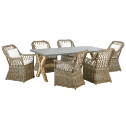 Zestaw ogrodowy dla 6 osób MAROS/OLBIA z poduszkami Beton Jasnobrązowy