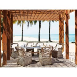 Zestaw ogrodowy dla 6 osób MAROS/OLBIA z poduszkami Beton Jasnobrązowy