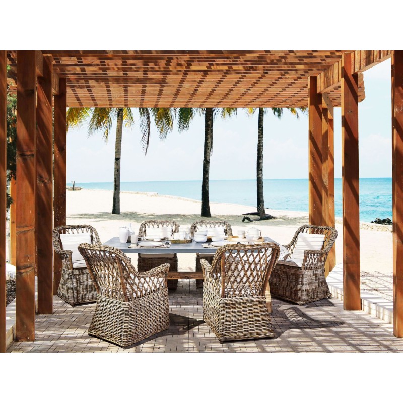 Zestaw ogrodowy dla 6 osób MAROS/OLBIA z poduszkami Beton Jasnobrązowy