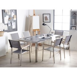 Zestaw ogrodowy dla 6 osób GROSSETO Blat dzielony Bazalt Płomieniowany Czarny/ szary