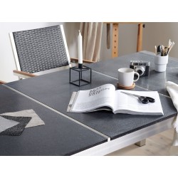 Zestaw ogrodowy dla 6 osób GROSSETO Blat dzielony Bazalt Płomieniowany Czarny/ szary