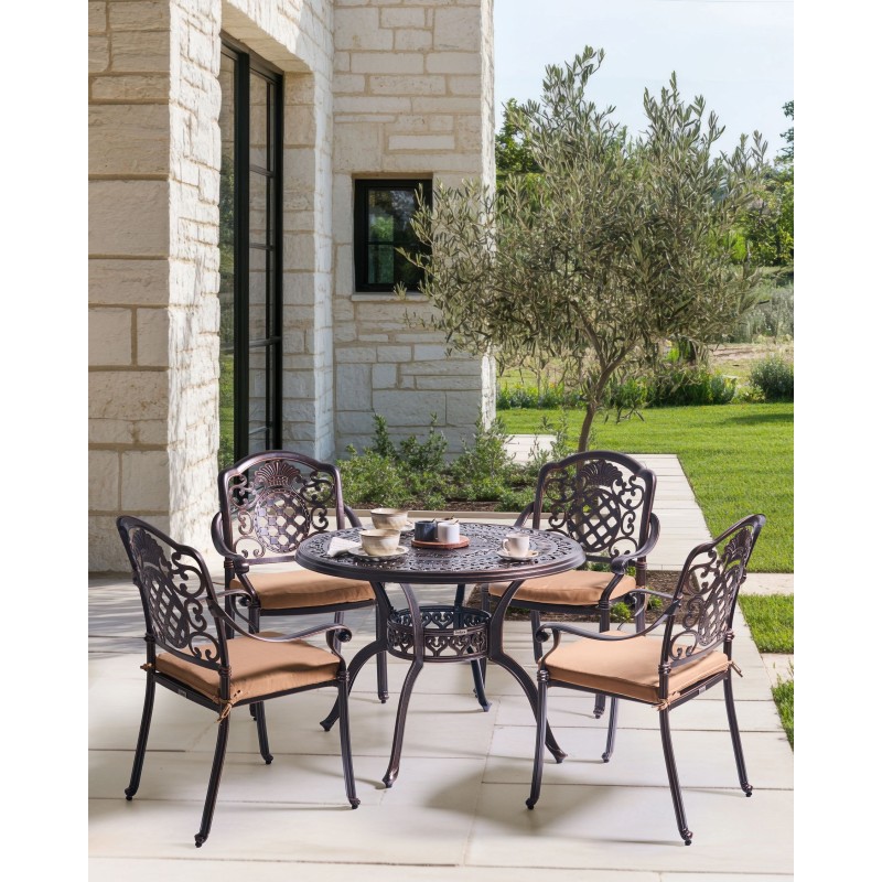 Zestaw ogrodowy dla 4 osób SALENTO z poduszkami Metal Ciemnobrązowy