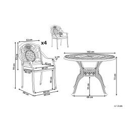 Zestaw ogrodowy dla 4 osób SALENTO z poduszkami Metal Ciemnobrązowy