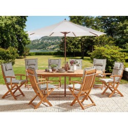 Zestaw ogrodowy dla 8 osób MAUI II z parasolem Drewno akacjowe Beżowoszary