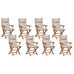 Zestaw ogrodowy dla 8 osób MAUI II z parasolem Drewno akacjowe Beżowoszary