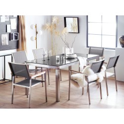 Zestaw ogrodowy dla 6 osób GROSSETO Granit Polerowany Szary/ czarny