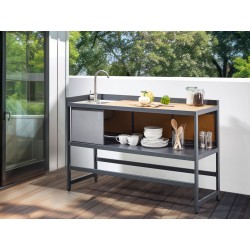 Kuchnia ogrodowa ze zlewem ORTISEI Metal Jasnobrązowy
