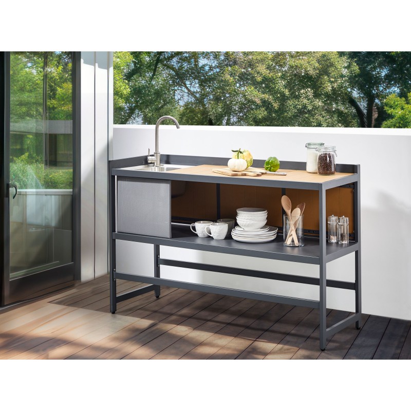 Kuchnia ogrodowa ze zlewem ORTISEI Metal Jasnobrązowy