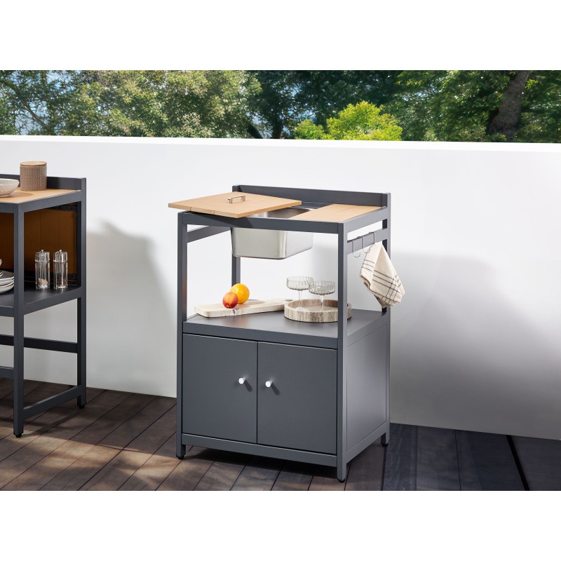 Kuchnia ogrodowa ze zlewem ORTISEI Metal Jasnobrązowy