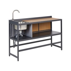 Kuchnia ogrodowa ze zlewem ORTISEI Metal Jasnobrązowy