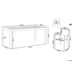 Zestaw ogrodowy dla 8 osób GROSSETO Drewno eukaliptusowe Brązowy/ beżowy