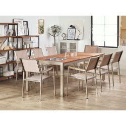 Zestaw ogrodowy dla 8 osób GROSSETO Drewno eukaliptusowe Brązowy/ beżowy