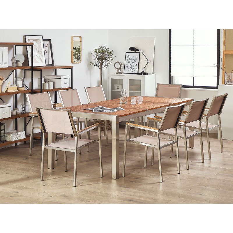 Zestaw ogrodowy dla 8 osób GROSSETO Drewno eukaliptusowe Brązowy/ beżowy