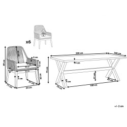 Zestaw ogrodowy dla 6 osób OLBIA z poduszkami Beton Beżowy