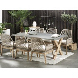 Zestaw ogrodowy dla 6 osób OLBIA z poduszkami Beton Beżowy