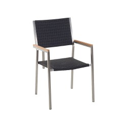 Zestaw ogrodowy dla 4 osób COSOLETO/GROSSETO Szkło hartowane Efekt granitu Czarny