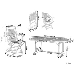 Zestaw ogrodowy dla 6 osób MAUI II Drewno akacjowe Jasnobrązowy
