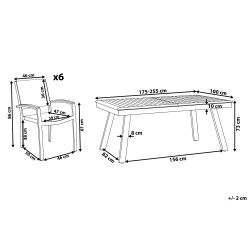Zestaw ogrodowy dla 6 osób PERETA Metal Szary