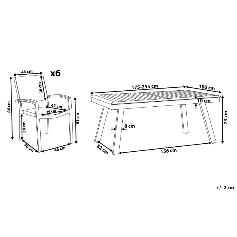 Zestaw ogrodowy dla 6 osób PERETA Metal Szary