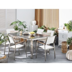 Zestaw ogrodowy dla 6 osób GROSSETO Granit Polerowany Czarny/ biały