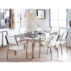 Zestaw ogrodowy dla 6 osób GROSSETO Granit Polerowany Czarny/ biały