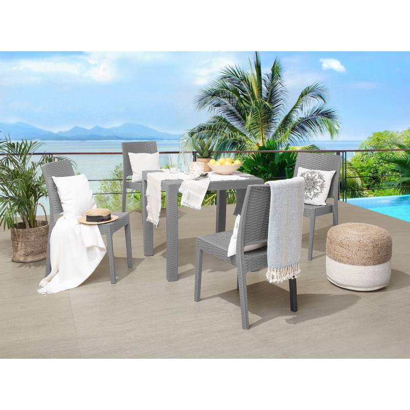 Zestaw ogrodowy dla 4 osób FOSSANO Jasnoszary