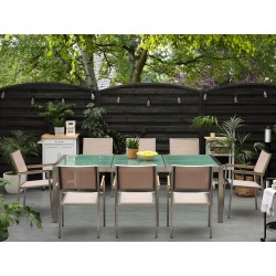 Zestaw ogrodowy dla 8 osób GROSSETO Szkło tłuczone Przezroczysty/ beżowy