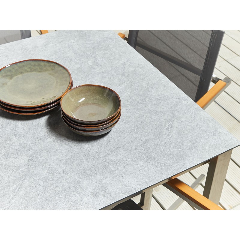 Zestaw ogrodowy dla 6 osób COSOLETO Szkło hartowane Szary