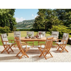 Zestaw ogrodowy dla 8 osób MAUI II z poduszkami Drewno akacjowe Beżowoszary
