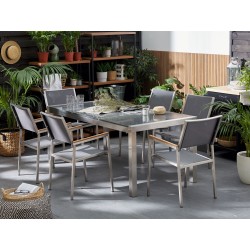 Zestaw ogrodowy dla 6 osób GROSSETO Blat dzielony Granit Polerowany Szary