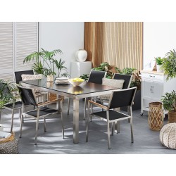 Zestaw ogrodowy dla 6 osób GROSSETO Szkło hartowane Czarny