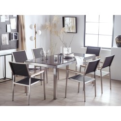 Zestaw ogrodowy dla 6 osób GROSSETO Szkło hartowane Czarny