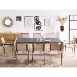 Zestaw ogrodowy dla 8 osób GROSSETO Blat dzielony Granit Płomieniowany Czarny/ beżowy