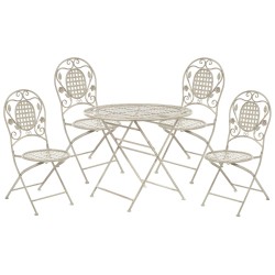Zestaw ogrodowy dla 4 osób BIVIO Składane Metal Złamana biel